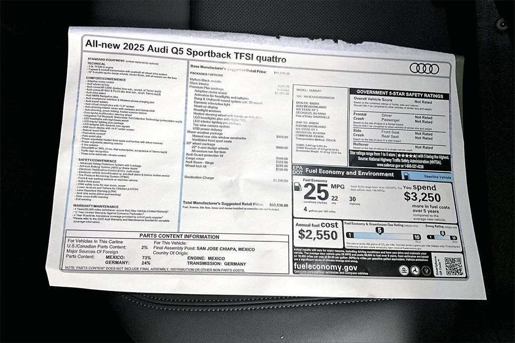 new 2025 Audi Q5 car, priced at $62,080