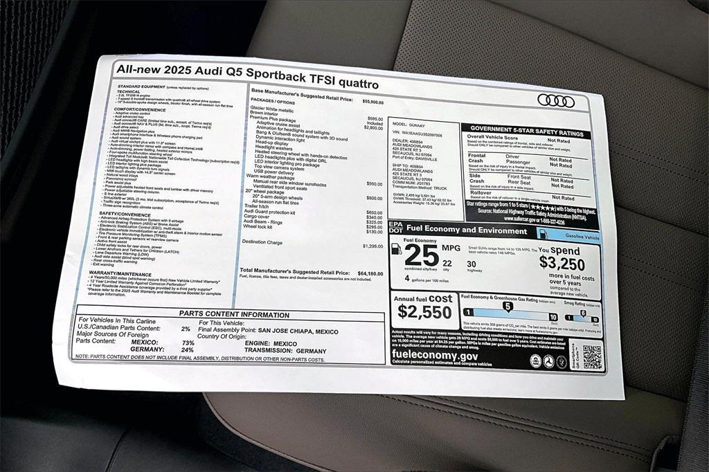 new 2025 Audi Q5 car, priced at $62,730