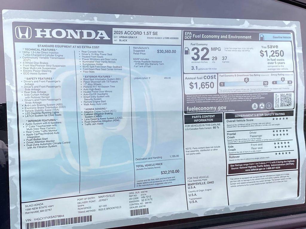 new 2025 Honda Accord car, priced at $32,210
