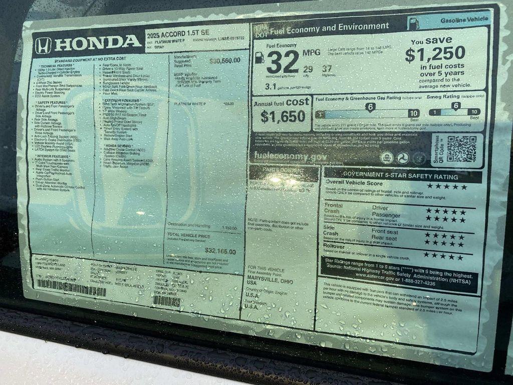 new 2025 Honda Accord car, priced at $32,165