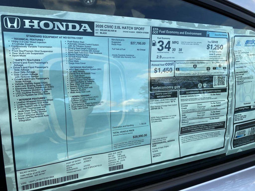 new 2026 Honda Civic car, priced at $28,990
