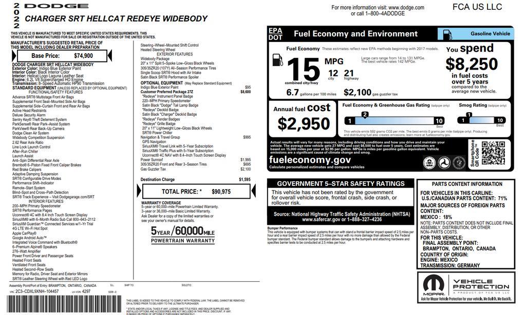 used 2022 Dodge Charger car, priced at $62,994