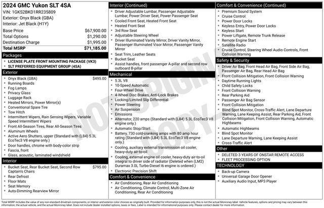 used 2024 GMC Yukon car, priced at $54,500