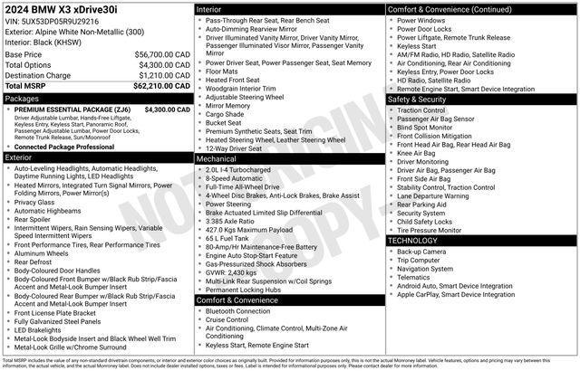 used 2024 BMW X3 car, priced at $31,000