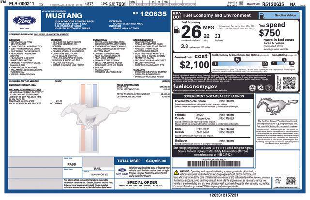 used 2024 Ford Mustang car, priced at $28,000