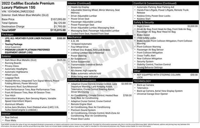 used 2022 Cadillac Escalade car, priced at $60,000