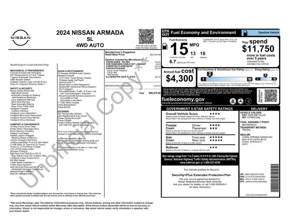 used 2024 Nissan Armada car, priced at $46,338