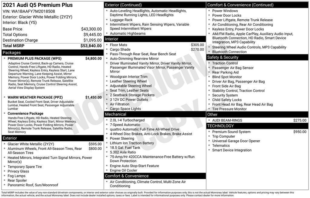 used 2021 Audi Q5 car, priced at $23,280