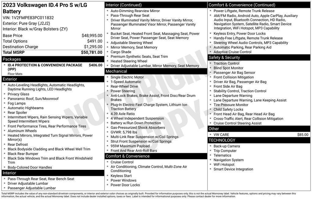 used 2023 Volkswagen ID.4 car, priced at $22,954