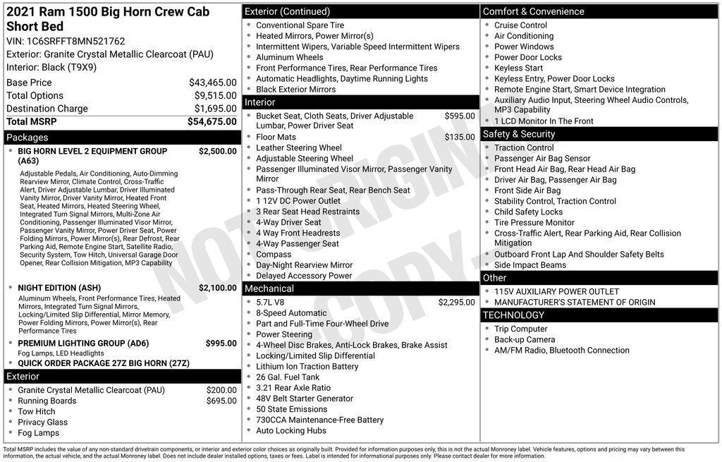 used 2021 Ram 1500 car, priced at $33,259