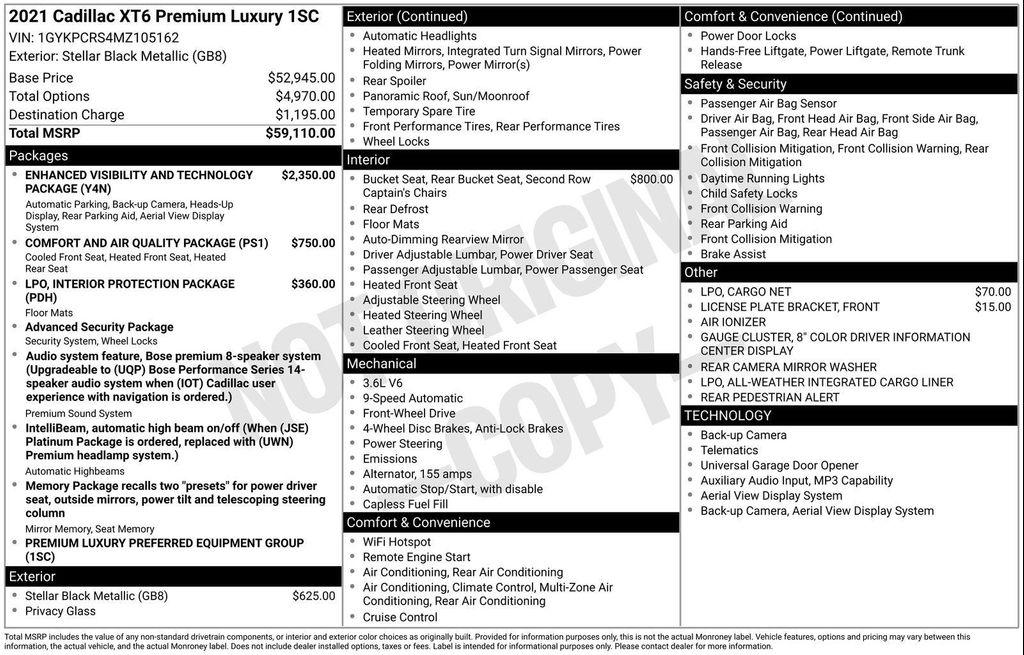 used 2021 Cadillac XT6 car, priced at $26,195