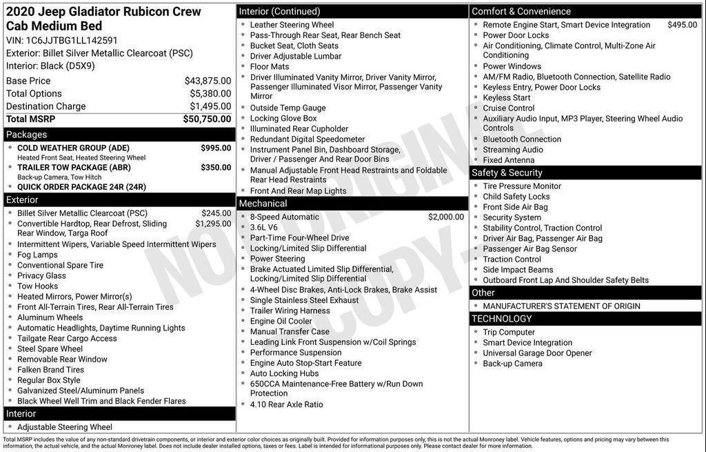 used 2020 Jeep Gladiator car, priced at $28,146