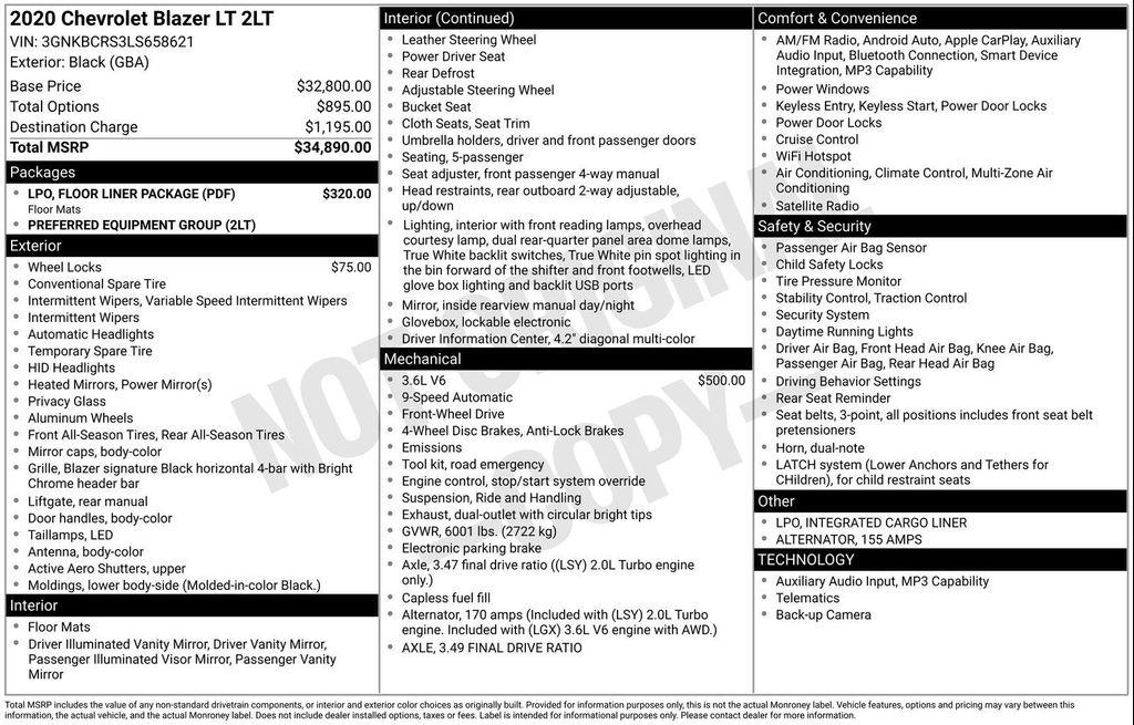 used 2020 Chevrolet Blazer car, priced at $19,381