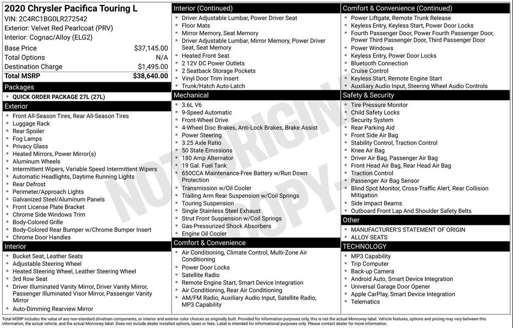 used 2020 Chrysler Pacifica car, priced at $15,731