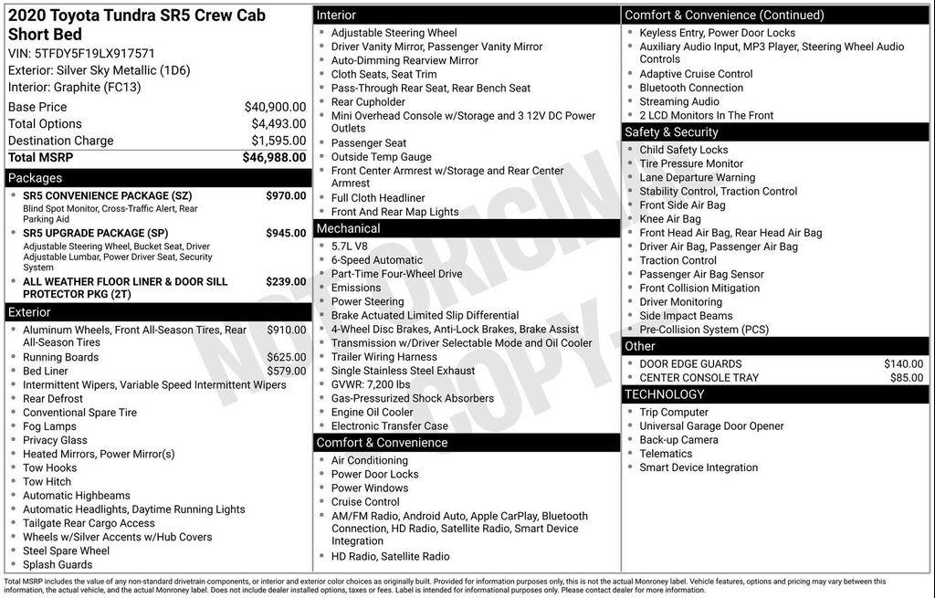 used 2020 Toyota Tundra car, priced at $33,680