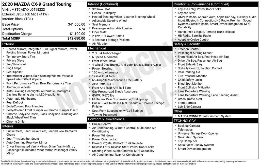 used 2020 Mazda CX-9 car, priced at $17,614