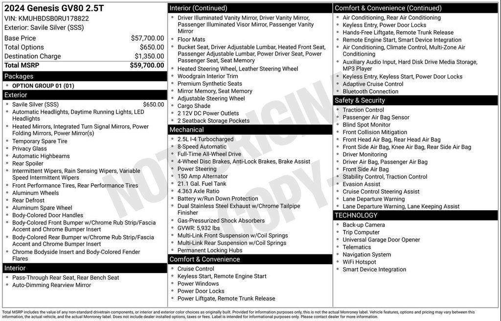 used 2024 Genesis GV80 car, priced at $30,216