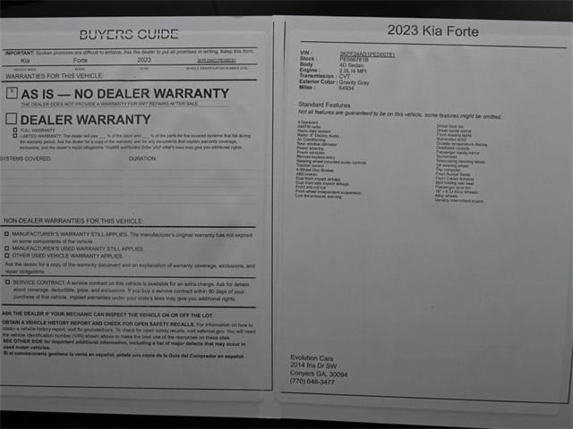 used 2023 Kia Forte car, priced at $14,284