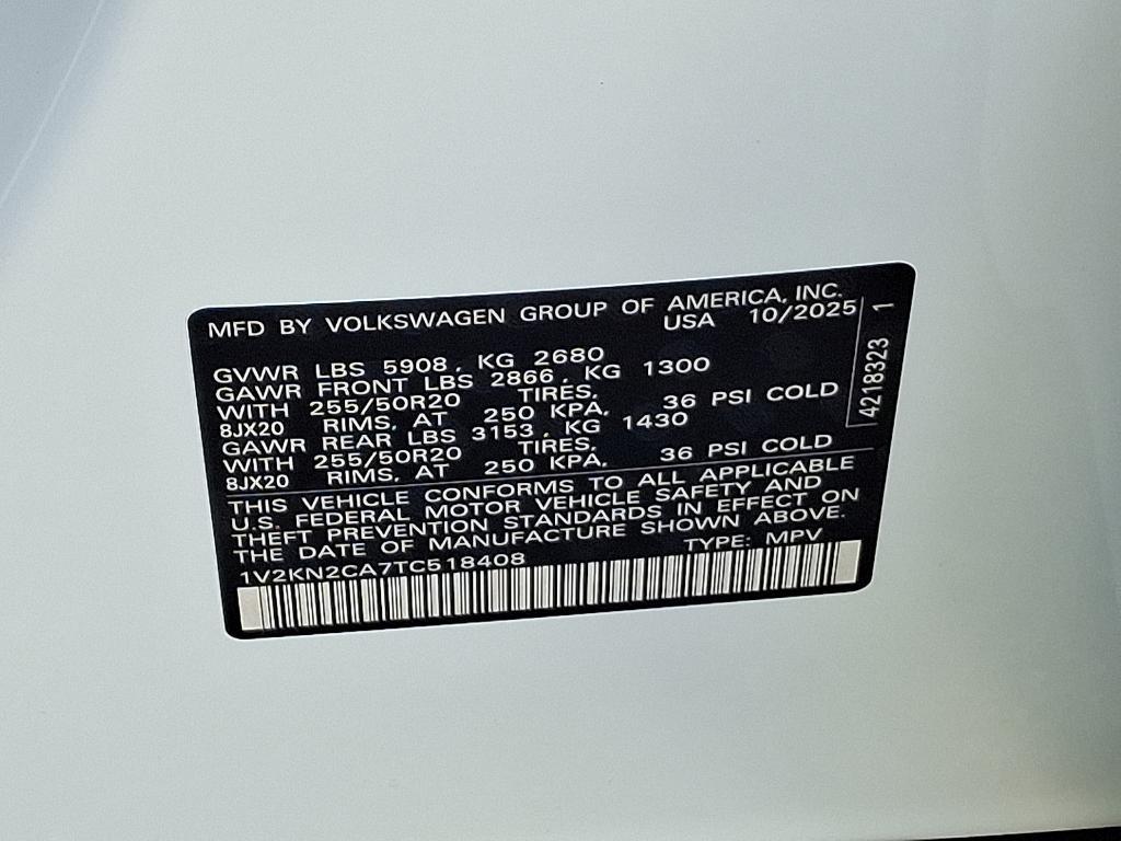 new 2026 Volkswagen Atlas car, priced at $51,300