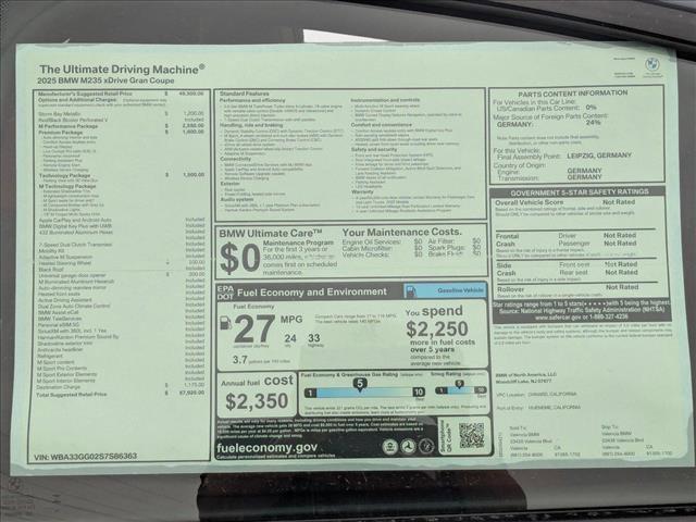 new 2025 BMW M235 Gran Coupe car, priced at $57,925