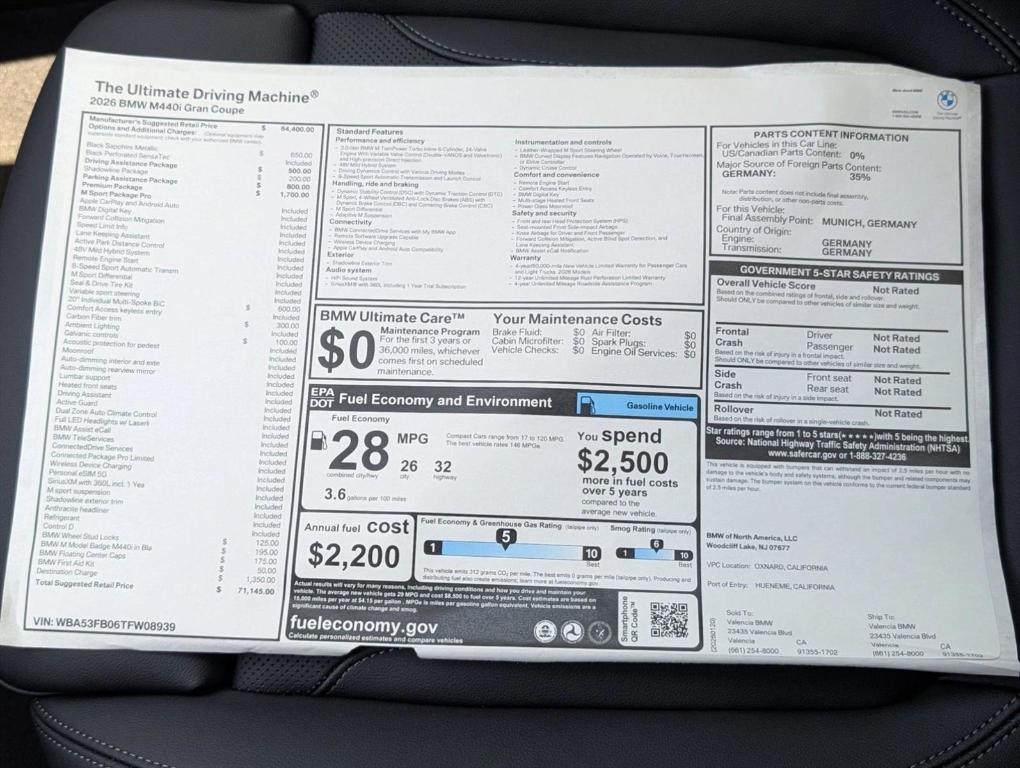 new 2026 BMW M440 Gran Coupe car, priced at $72,225
