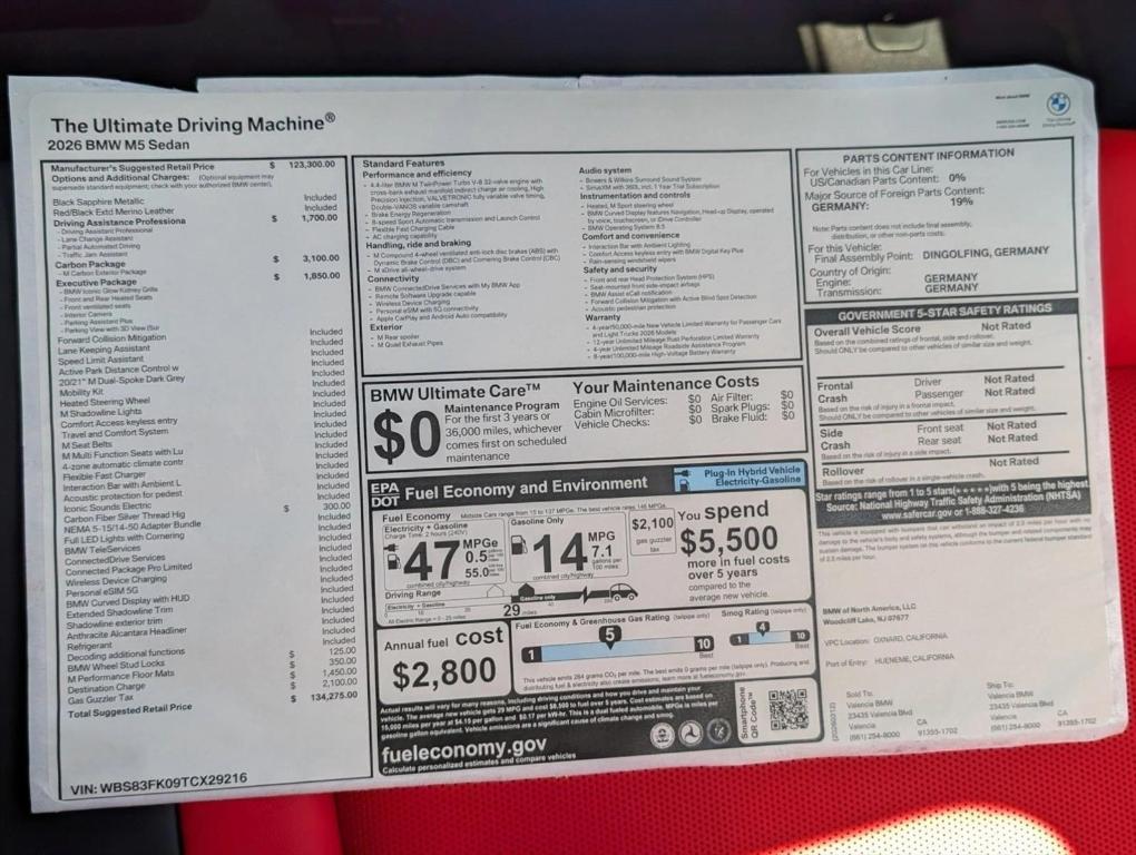 new 2026 BMW M5 car, priced at $137,850