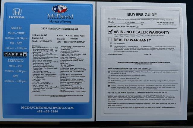 used 2025 Honda Civic car, priced at $23,990