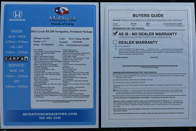 used 2015 Lexus RX 350 car, priced at $12,290