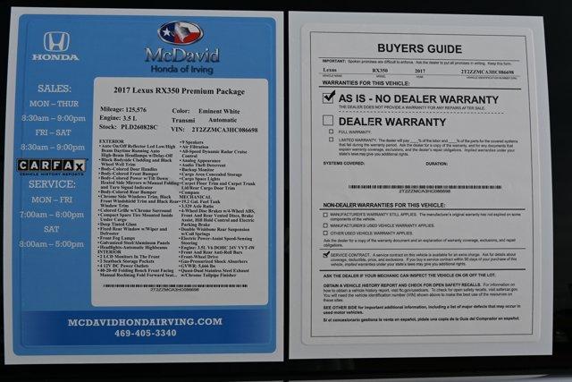 used 2017 Lexus RX 350 car, priced at $19,880