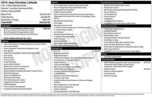 used 2016 Jeep Cherokee car, priced at $14,789