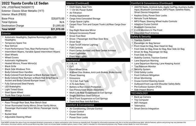 used 2022 Toyota Corolla car, priced at $15,437