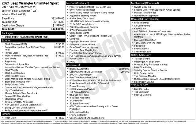 used 2021 Jeep Wrangler Unlimited car, priced at $25,663