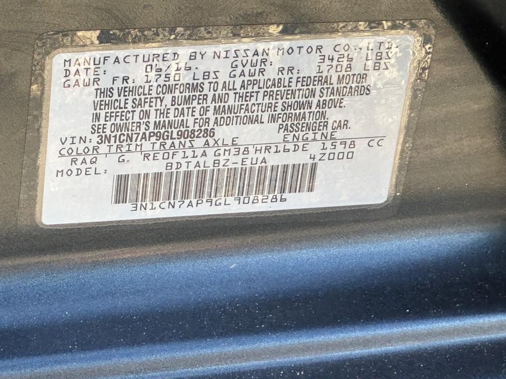 used 2016 Nissan Versa car, priced at $4,900