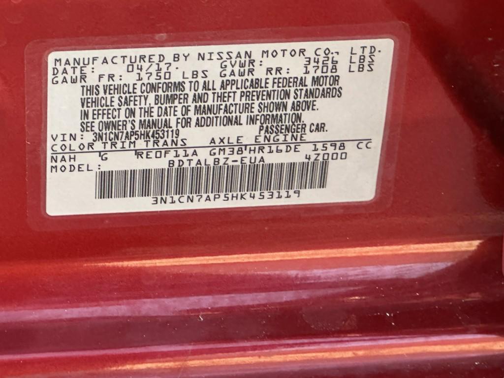 used 2017 Nissan Versa car, priced at $5,900