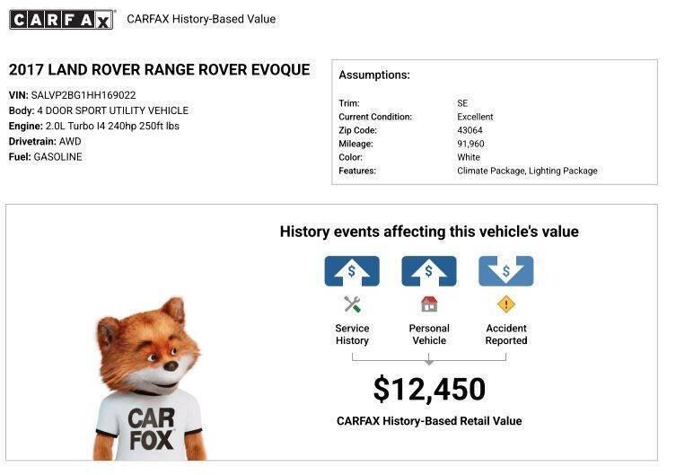 used 2017 Land Rover Range Rover Evoque car, priced at $11,980