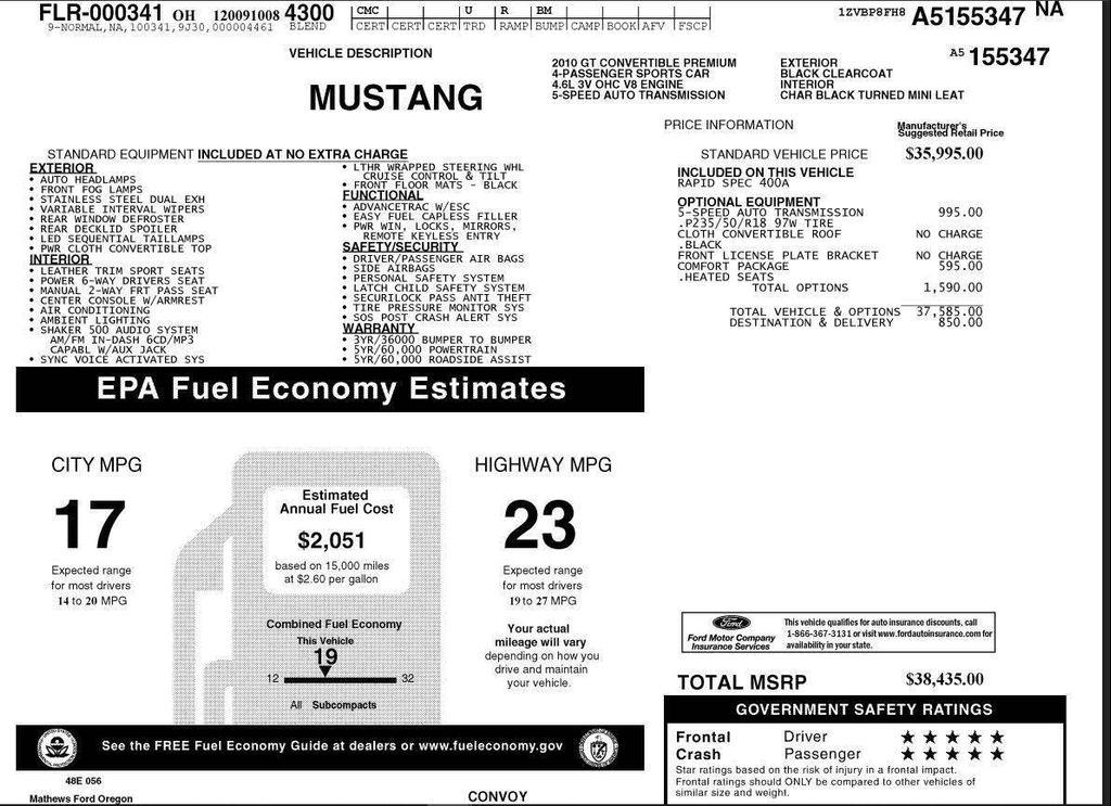 used 2010 Ford Mustang car, priced at $24,980