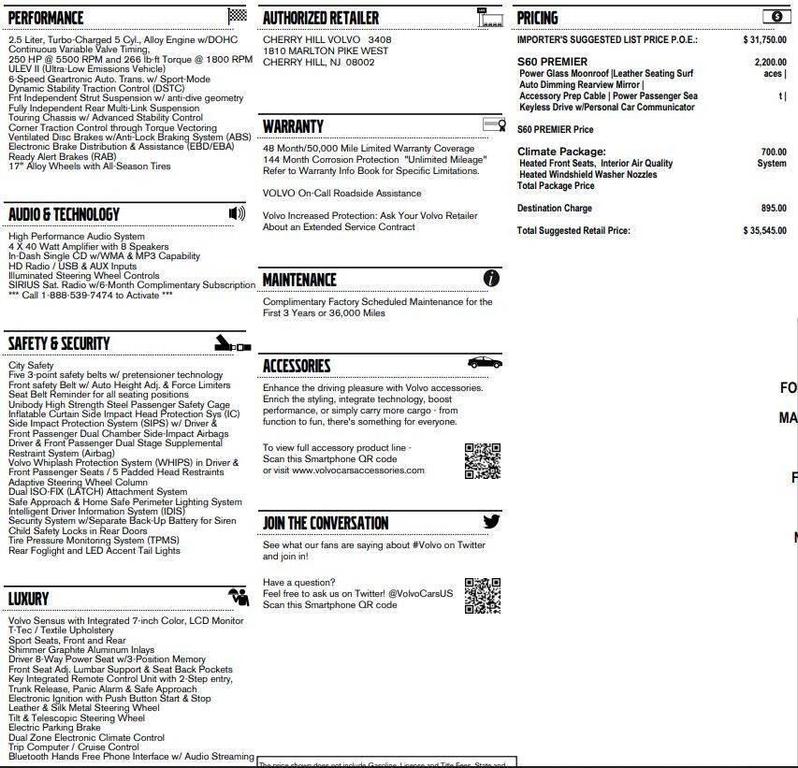 used 2013 Volvo S60 car, priced at $9,480