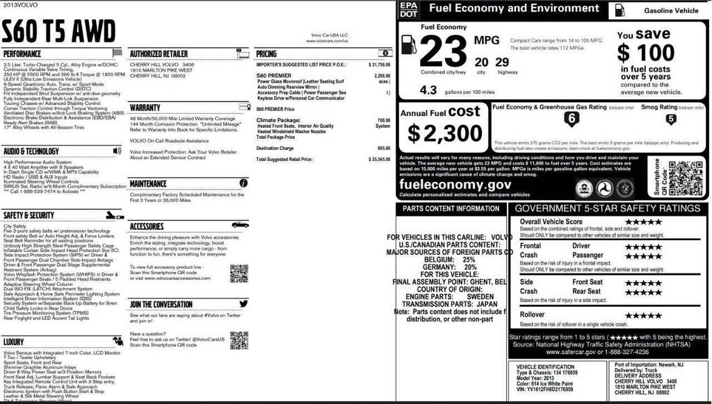 used 2013 Volvo S60 car, priced at $9,480