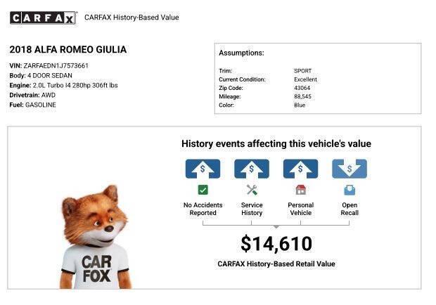 used 2018 Alfa Romeo Giulia car, priced at $13,995