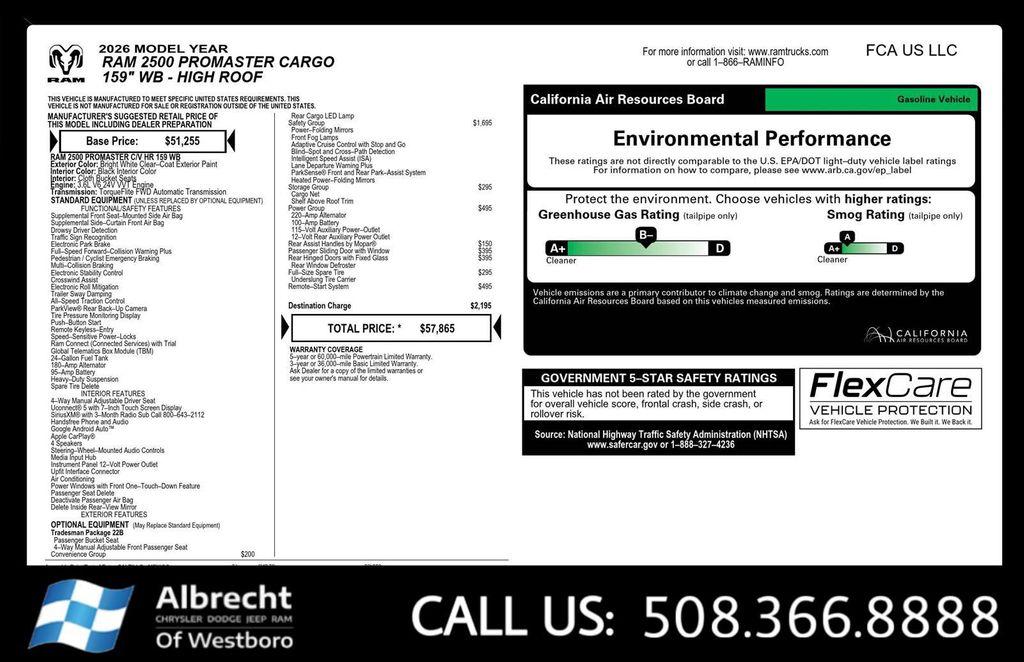new 2026 Ram ProMaster 2500 car, priced at $48,542