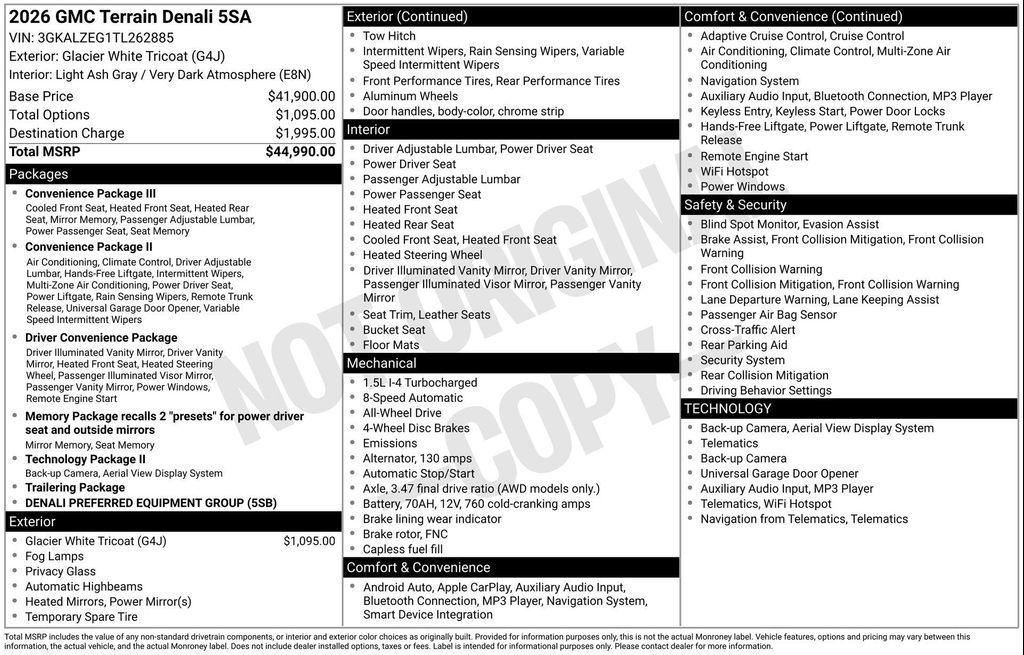 new 2026 GMC Terrain car, priced at $41,362