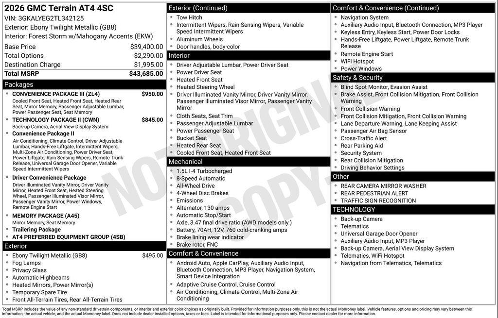 new 2026 GMC Terrain car, priced at $40,045