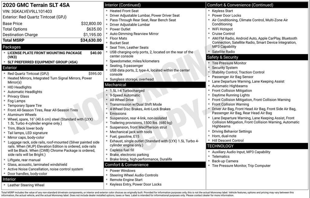 used 2020 GMC Terrain car, priced at $12,987