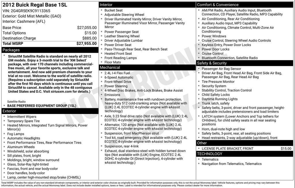 used 2012 Buick Regal car, priced at $8,962