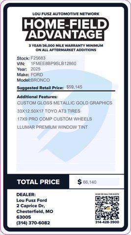 new 2025 Ford Bronco car, priced at $56,134