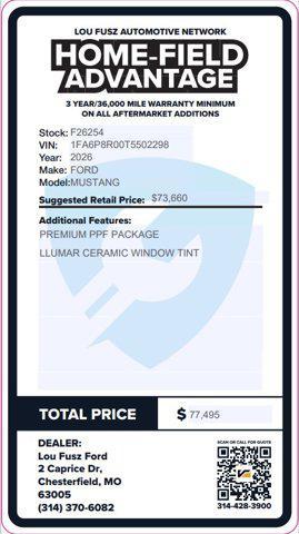 new 2026 Ford Mustang car, priced at $77,495