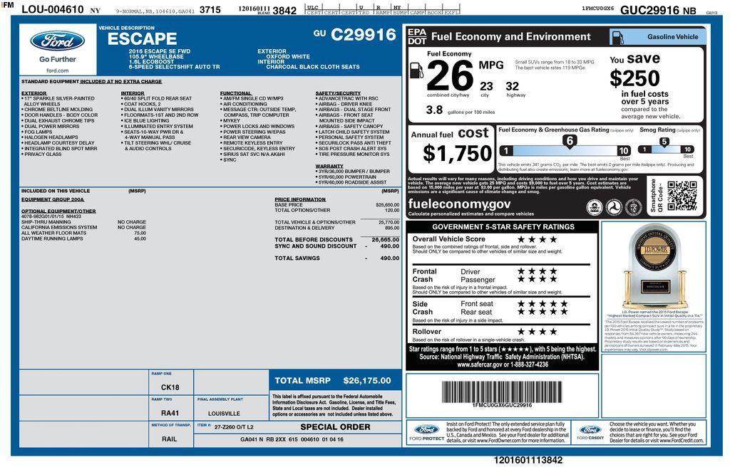used 2016 Ford Escape car, priced at $9,999