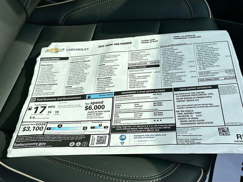 new 2025 Chevrolet Tahoe car, priced at $91,275