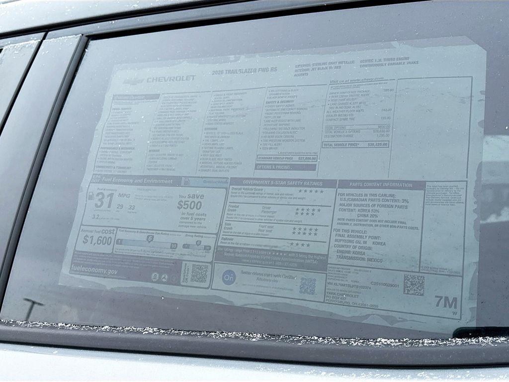 new 2026 Chevrolet TrailBlazer car, priced at $30,425