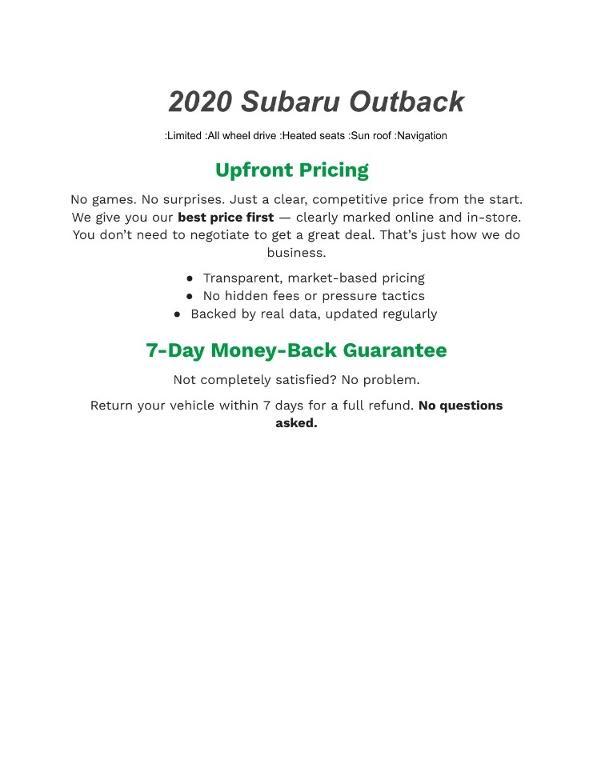 used 2020 Subaru Outback car, priced at $16,997